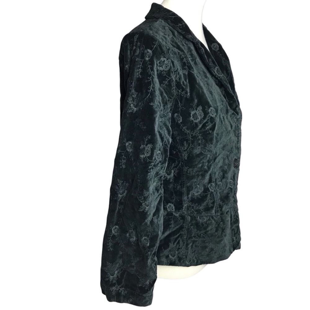 CP Shades Dark Green Velvet Long Sleeve Peplum Fall Winter Coat Jacket Blazer L - Picture 6 of 13